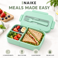 Boîte à repas compartimentée avec porte-fourchette intégré en paille de blé, boîte de rangement alimentaire pour étudiants, adultes, bureau et restauration