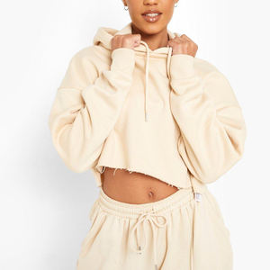 OEM High Quality <b>Ladies</b> Winter Cropped Hoodie Multi-Color Warm Letter Print Loose Fit <b>Long</b> Length Woven Fabric Front Logo - Product Image 6