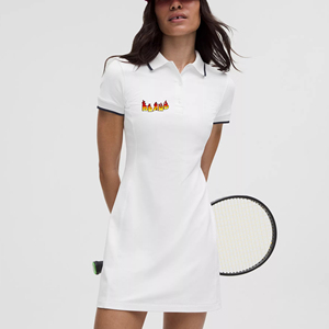 Polo de mujer de tela de piqué de largo con logotipo impreso en 3D personalizado camiseta Polo de manga corta transpirable de Color blanco sólido para mujer - Product Image 1
