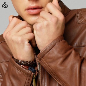 Veste d'hiver en cuir de vachette véritable de qualité supérieure, style motard, veste d'hiver en cuir personnalisée à la mode pour hommes - Product Image 3