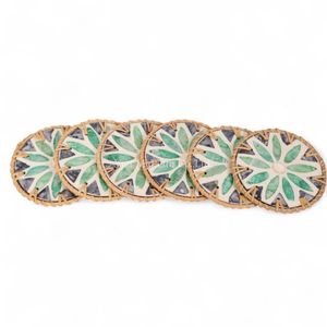 Posavasos Premium de Nácar con Borde de Ratán Hecho a Mano para una Protección Elegante de la Mesa - Product Image 3