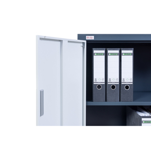 KIEW Armadietto Portadocumenti di Lusso Minimalista 90x40x90cm Bianco/Grigio Scuro in Metallo Regolabile per Ufficio, Casa o Banca - Product Image 2