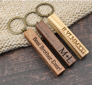 LLavero de madera personalizado logotipo grabado con láser llavero en blanco regalo de recuerdo promocional llavero de madera Natural - Product Image 2