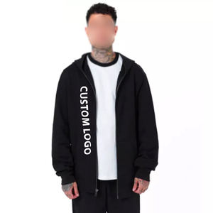 2025 Últimas prendas de vestir exteriores Venta caliente Hombres Street Wear Sudaderas con capucha con cremallera, Color negro Cómodo Sudaderas con cremallera completa - Product Image 3