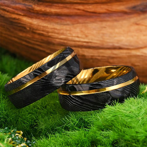 Bagues en acier Damas de style nouveau, légères et très vendues, bagues en acier Damas sur mesure - Product Image 3