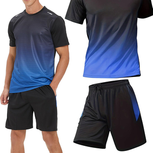 Camisas de gimnasio de secado rápido para hombre, conjunto de joggers, ropa de Fitness, camiseta de compresión muscular combinada, diseño en blanco, ropa de sublimación - Product Image 1