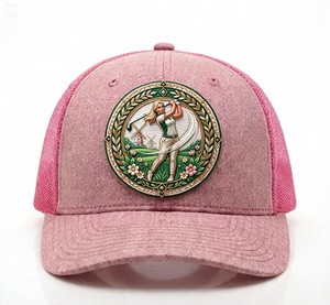 Gorras Trucker de Golf de Primera Calidad con Etiqueta Privada, 6 Paneles, Malla, Cierre a Presión, OEM, ODM, Logotipo Personalizado, MOQ Bajo, Color Rosa Jaspeado - Product Image 1