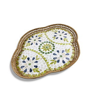 Plateau en nacre avec bord en rotin pour servir les aliments, la présentation de table et la décoration de la maison en provenance du Vietnam - Product Image 4