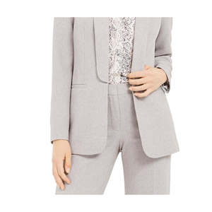 Blazer Aperto da Donna Calvin Klein, Grigio, Taglia 12, in Tessuto Vellutato di Lana, Chiusura Doppiopetto con Bottoni Ricamati - Product Image 3