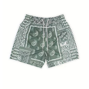 Pantalones cortos de talla grande de alta calidad para hombre, transpirables, estilo callejero, logotipo personalizado, sublimación, Bandana, estampado, patrón sólido medio - Product Image 3