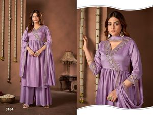 Vichitra - Conjunto de Kurti, Palazzo y Dupatta con bordado Maruti, listo para usar, estilo indio-pakistaní, largo hasta la rodilla, para todas las estaciones - Product Image 4