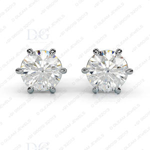 Classic 6 Prong Diamond <b>Stud</b> <b>Earrings</b> for Women Trendy <b>Rose</b> White <b>Gold</b> Wedding Anniversary Engagement Gift Jewelry for Christian - Product Image 3