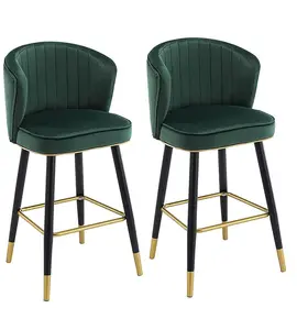 आधुनिक डिजाइन लक्जरी बार कुर्सी उच्च गुणवत्ता वाले हरे चमड़े के आराम के साथ नरम बैठने वाले गर्म बिक्री बार फर्नीचर
