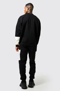 Chándal de lana de algodón de alta calidad para hombre, conjuntos de Jogger hechos a medida, chándal de bloque de color, chándal de talla grande de dos piezas para invierno - Product Image 5