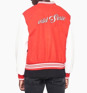 Chaqueta bomber universitaria de lana de alta calidad para hombre OEM al por mayor ropa de calle personalizada logotipo bordado soporte rojo béisbol Letterman - Product Image 4