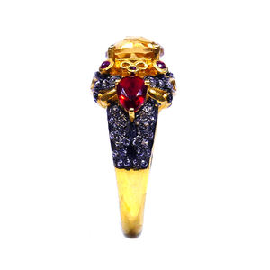 แหวน Citrine นิรันดร์ Vermeil แหวนดีสง่างามและอมตะเครื่องประดับแฟชั่นแหวนหมั้นล่าสุดแบบดั้งเดิม - Product Image 3