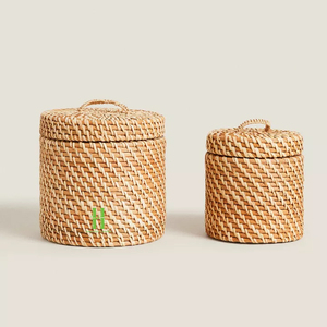 Cesta de almacenamiento de ratán más vendida para juguetes de niños Cesto de ratán con tapa Cesta de joyería Cesta de regalo Cestas Diseños OEM - Product Image 1