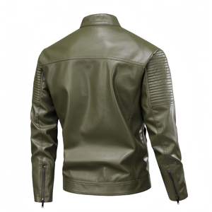 Chaqueta de Cuero Genuino Vintage para Hombre, Estilo Urbano, Transpirable, sin Cuello, Diseño con Bolsillos para Motociclistas, Primavera - Product Image 4