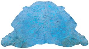 Tapis artisanal en cuir de vachette bleu délavé à l'acide, avec poils et feuille métallique, pour sacs, tapis et chaussures - Product Image 2
