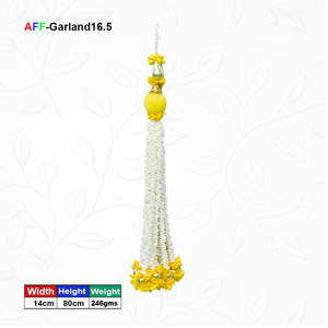 ดอกไม้ประดิษฐ์ ลดาโมกรา สีเหลือง ทำด้วยมือจากพลาสติก พวงมาลัยแขวน รุ่น AFF-Garland-16.5 ของตกแต่งภายนอก ราคา - Product Image 1