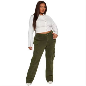 Pantalones de Moda para Mujer 2025, Pantalones Casuales con Logotipo Personalizado, Pantalones Cargo de Mezclilla Estilo Boyfriend, Pantalones Anchos de Pierna para Mujer - Product Image 6