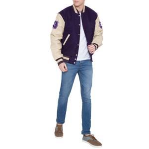 Nouvelle veste de baseball pour homme en cuir avec logo personnalisé 2025, broderie noire, couple, collège, veste universitaire bleu clair, veste varsity - Product Image 5