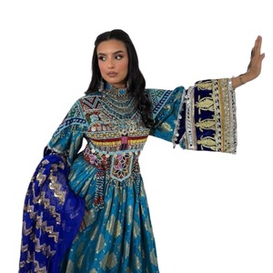 ชุดเดรส afghan kuchi แขนยาวสั่งตัดดีไซน์แบบคละแบบผ้าแต่งระบายปักลายธรรมชาติ - Product Image 1