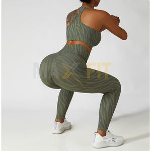 Ensemble de sport 2 pièces pour femmes, vêtements d'entraînement de Yoga, impression personnalisée, ensemble de gymnastique, ensembles de Yoga - Product Image 2