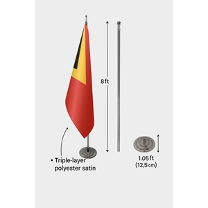 Custom Digital-Printed East Timor Indoor <b>Flag</b> on Polyester or Silk Aluminum <b>Pole</b> Pennant Style - Product Image 6