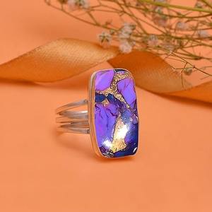 Bague de mode à la main violet Turquoise 925 argent Sterling massif naturel violet Turquoise 925 estampillé bague à la main bijoux - Product Image 2