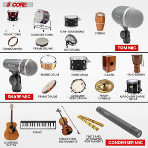 ไมโครโฟนกลองชุด 5Core Conga Mic Snare Tom ไมค์คอนเดนเซอร์ XLR สำหรับเครื่องดนตรี สีเทา - Product Image 3