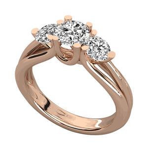 Bague de mariage en diamant rond à trois pierres pour elle - Product Image 3