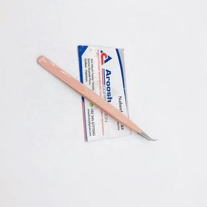 คีมหนีบขนตาสแตนเลสเคลือบพีชติดเพชรปลายเงิน45องศาชนิดทนทานและแหลม - Product Image 4