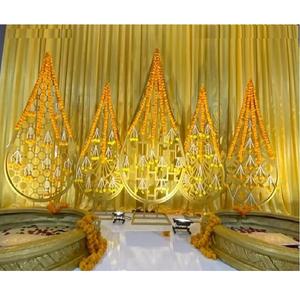 Exclusive Haldi Ceremony Metal Stands for Stage Indian <b>Wedding</b> Haldi Ceremony Metal <b>Frames</b> Decorative Metal Paisleys for Haldi - Product Image 1