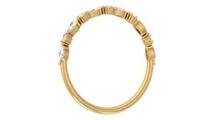 Anillo de Boda de Oro Amarillo Sólido de 14k con 5 Diamantes Redondos y 6 Marquise Cultivados en Laboratorio, Corte Excelente, para Mujer - Product Image 4