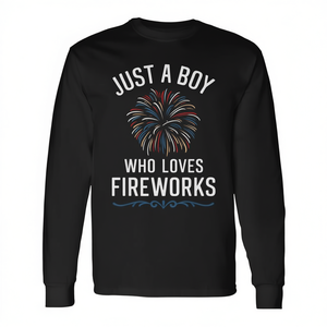 T-shirt promotionnel Just a Boy pour les passionnés de feux d'artifice, chemise à manches longues pour garçons, pour enfants - Product Image 2