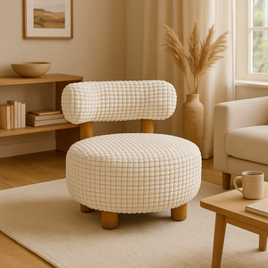 Chaise moderne de luxe nordique crème d'appoint blanc Teddy Cloud Lounge unique salon chambre à coucher meubles pour une place - Product Image 1