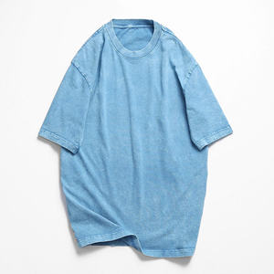 Camiseta de tela Oxford de poliéster/algodón lavado ácido OEM ODM para hombre, serigrafía personalizada frontal, transpirable, de talla grande - Product Image 2