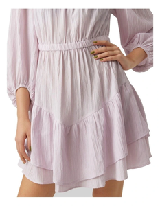 Tunique bohème pour femme à col haut, mini, 100% coton crêpe, manches ballon vintage, taille élastique, boutons au dos du col - Product Image 4