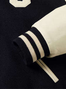 Veste universitaire pour homme en vente directe d'usine, tissu 100% laine, manches en cuir, logo en chenille, boutons, veste de style lettreman pour homme - Product Image 3