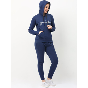Conjunto de chándal con estampado de logotipos de algodón personalizado al por mayor, sudadera con capucha para correr con parte inferior activa, diseño de Jogger en blanco - Product Image 3