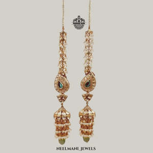 ต่างหูเงินแท้ 925 ประดับมรกตและมอยส์ซาไนต์ทรงจัมกี - Product Image 5