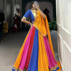 Derniers créateurs Multi Lehenga Choli by FabZone Faux Georgette Vêtements indiens et pakistanais imprimés - Product Image 1