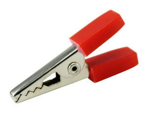 Mini pinza a coccodrillo con guaine isolanti, rossa, Electro DH 38.062/R - Product Image 1