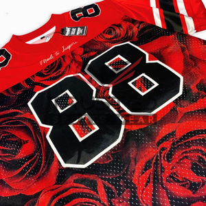 Maillot de football américain en maille respirante, impression par transfert thermique, vêtements de sport à marque privée, taille plus, entraînement court, pratique - Product Image 4