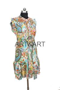 Vestido largo sin mangas de algodón puro indio, ecológico, lavable, estilo bohemio hippie, con estampado floral digital. - Product Image 6