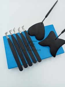 Pince à épiler professionnelle d'extension de cils noir mat 45 65 90 degrés botte acier inoxydable durable pour l'application de Volume - Product Image 4