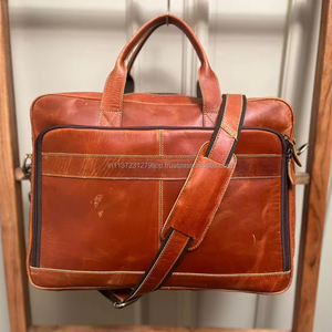 Nouveau Western réel fait à la main en cuir véritable Crunch sac de messager étui pour ordinateur portable porte-fichier sacs de bureau unisexe décontracté sacs à bandoulière - Product Image 4