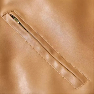 Blouson d'aviateur d'hiver en cuir de grande taille avec fermeture éclair personnalisée de haute qualité pour hommes avec décoration brodée Fourniture directe en gros - Product Image 5