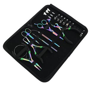 Complete Hair Extension tools Kit Micro Bead Opening Tool Crimping Plier Fusion Bond Cutter Barber Scissor & Sectioning <b>Clips</b> - Product Image 1